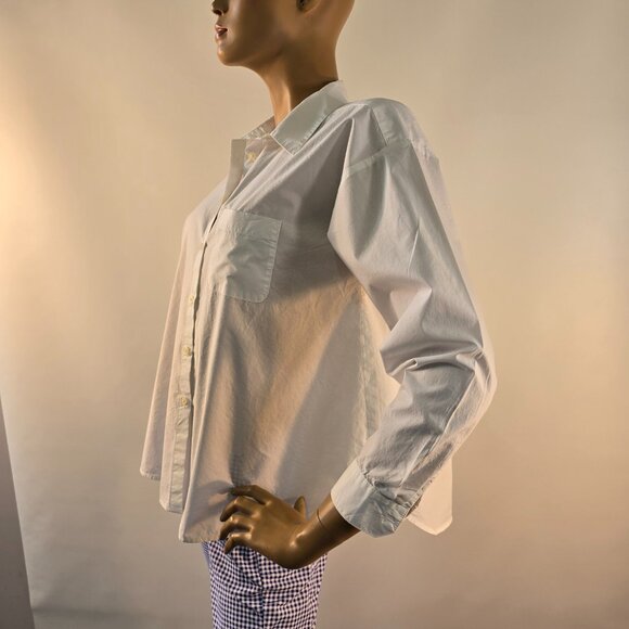 LOFT Petites Oversized White Cotton Button-Down Shirt Sz XSP New With Tags - Picture 7 of 11